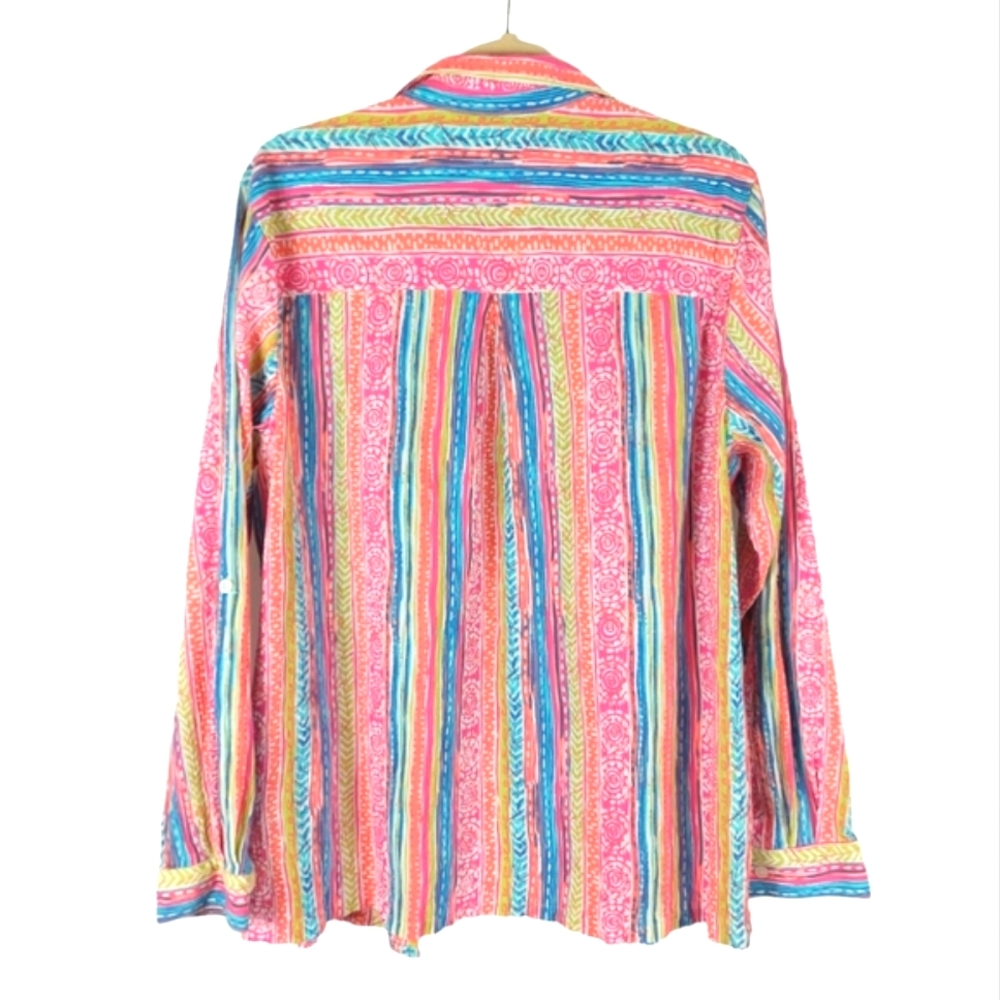 Appleseed’s Multicolor Button-Down Crinkked Long … - image 2